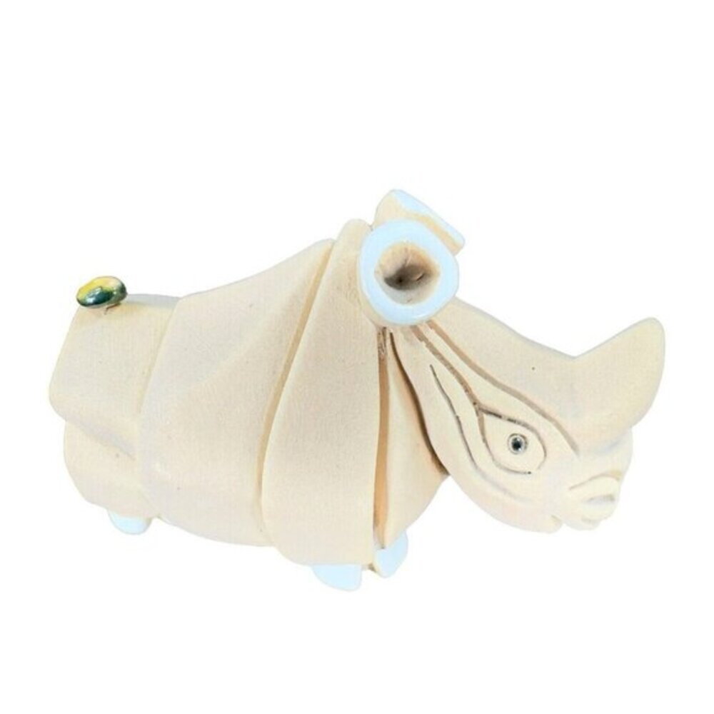 Artesania Rinconada Figurine Made In Uruguay Marked Whimsical Rhinoceroses Rhino